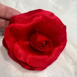 Vibrant red rose hair clip or pin